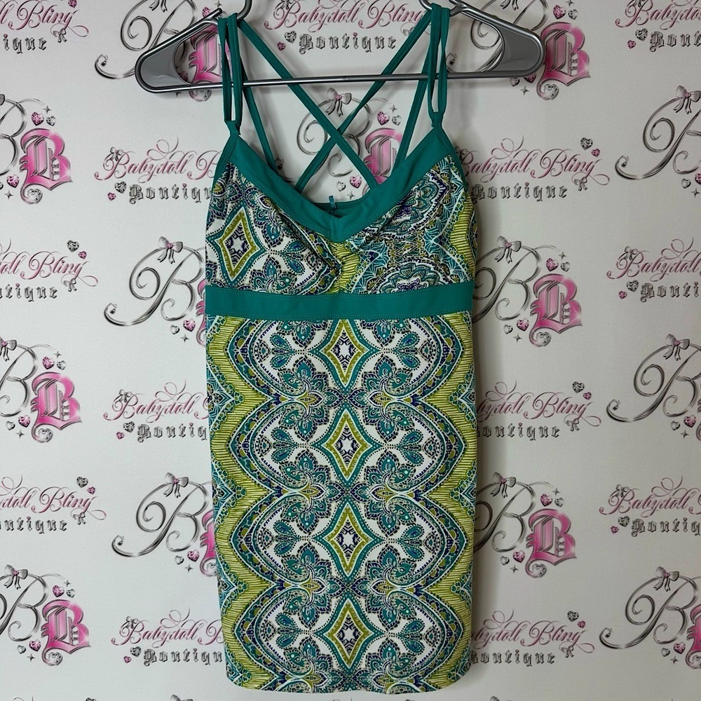 Prana tank top strappy racerback stretchy yoga lime green Turquoise Athletic Top